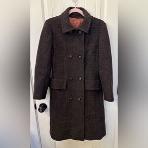 *RARE Archival 70s Givenchy Nouvelle Boutique?* Wool Tweed Dot Coat | Gray & Red